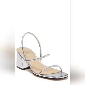 MARC FISHER Block Heel Sandal In Silver 8.5